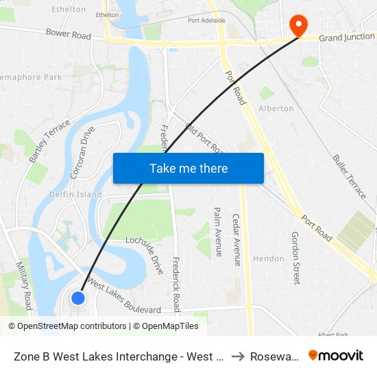 Zone B West Lakes Interchange - West side to Rosewater map