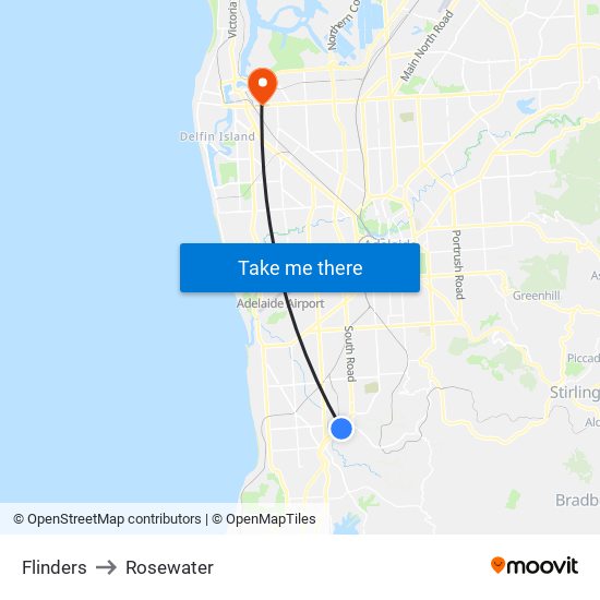 Flinders to Rosewater map