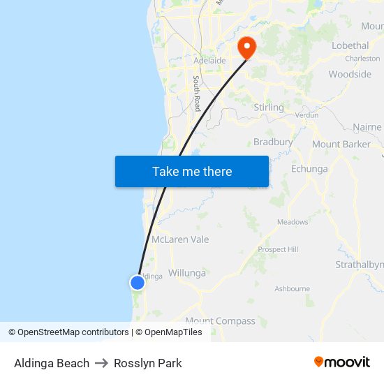 Aldinga Beach to Rosslyn Park map