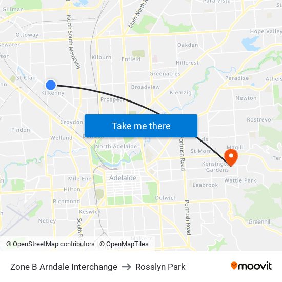 Zone B Arndale Interchange to Rosslyn Park map