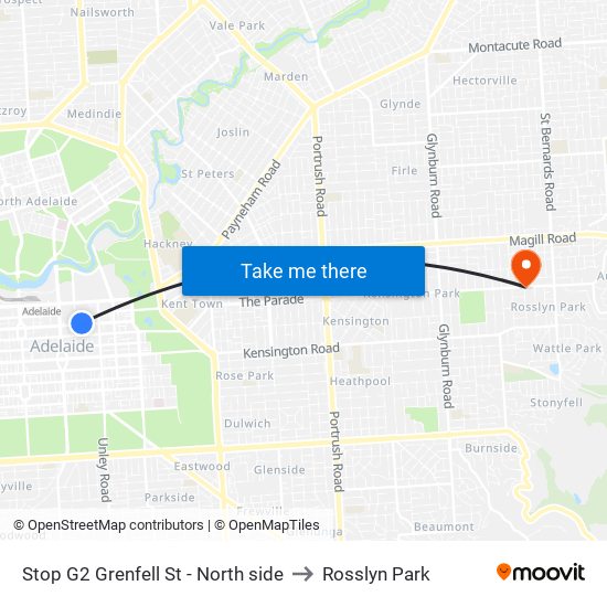 Stop G2 Grenfell St - North side to Rosslyn Park map