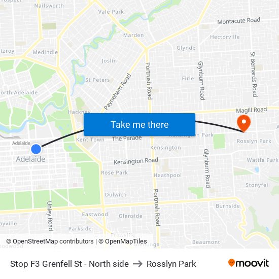 Stop F3 Grenfell St - North side to Rosslyn Park map