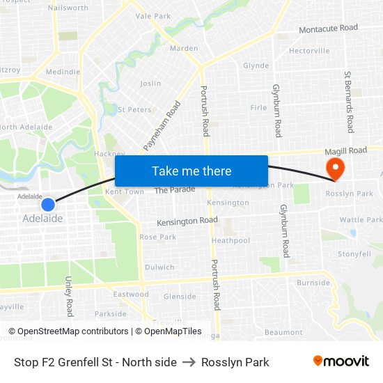 Stop F2 Grenfell St - North side to Rosslyn Park map