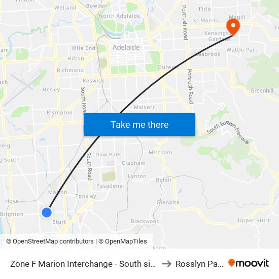 Zone F Marion Interchange - South side to Rosslyn Park map