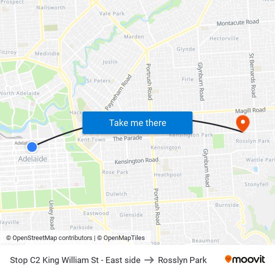 Stop C2 King William St - East side to Rosslyn Park map