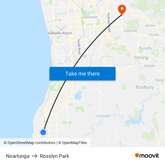 Noarlunga to Rosslyn Park map