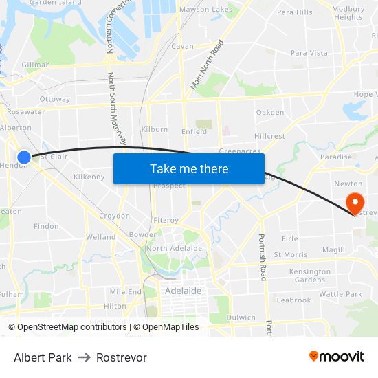 Albert Park to Rostrevor map