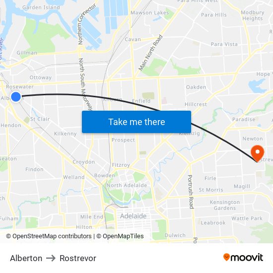 Alberton to Rostrevor map