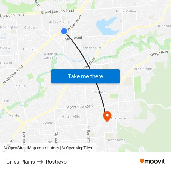 Gilles Plains to Rostrevor map