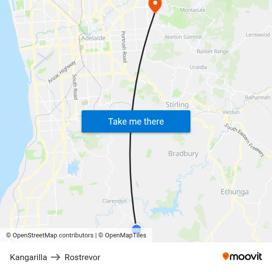 Kangarilla to Rostrevor map