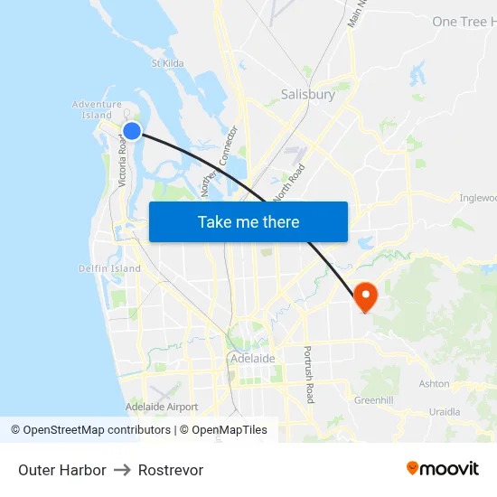 Outer Harbor to Rostrevor map