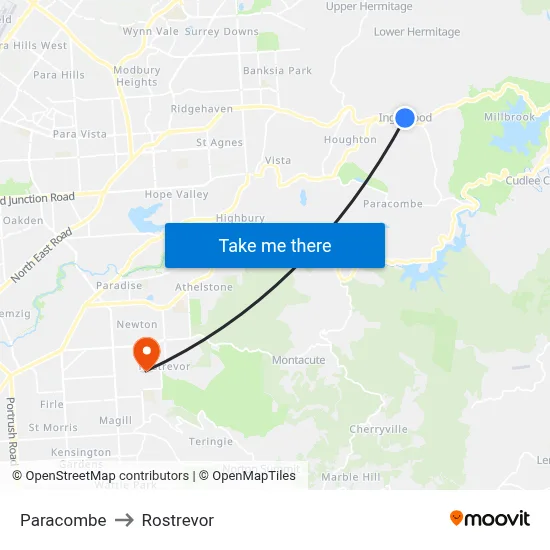 Paracombe to Rostrevor map