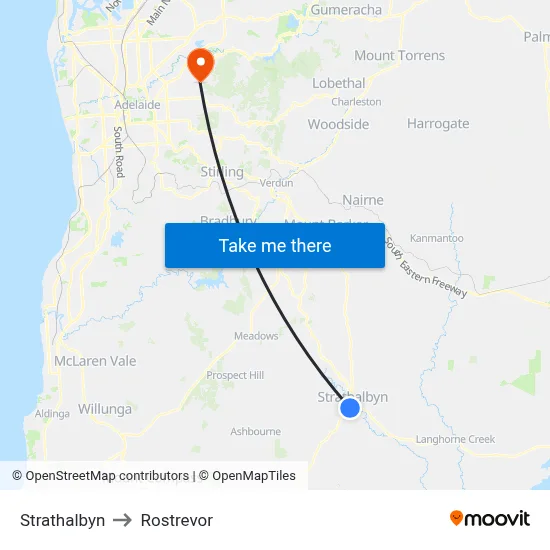 Strathalbyn to Rostrevor map