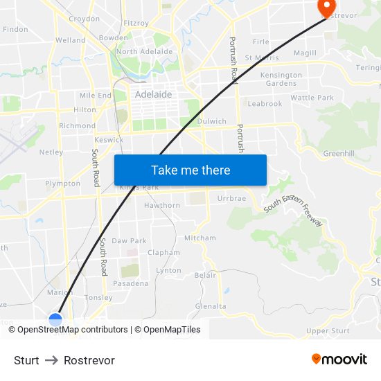 Sturt to Rostrevor map