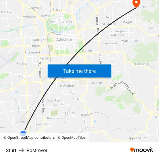 Sturt to Rostrevor map