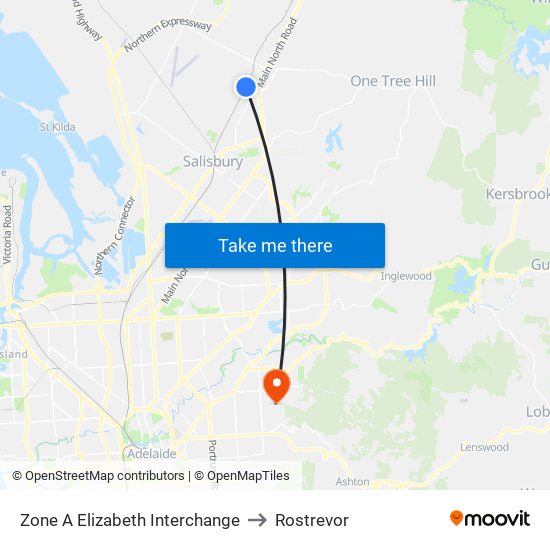 Zone A Elizabeth Interchange to Rostrevor map