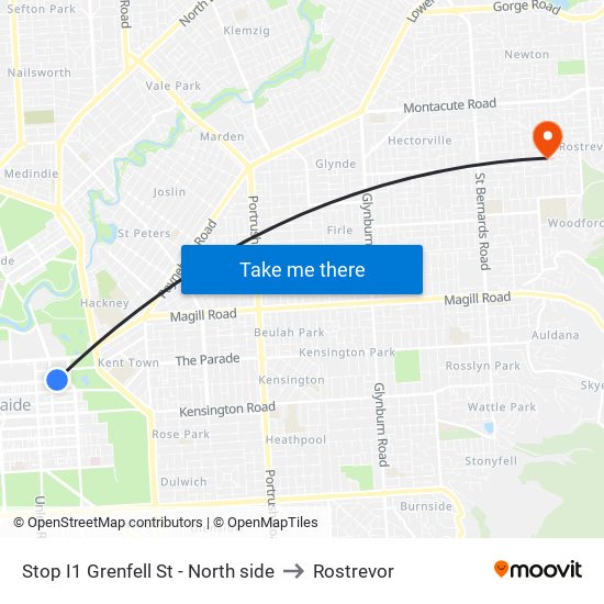 Stop I1 Grenfell St - North side to Rostrevor map