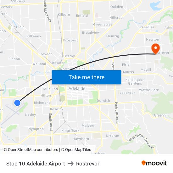 Stop 10 Adelaide Airport to Rostrevor map