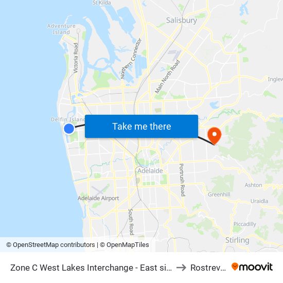 Zone C West Lakes Interchange - East side to Rostrevor map