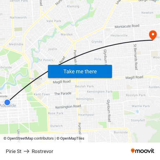 Pirie St to Rostrevor map