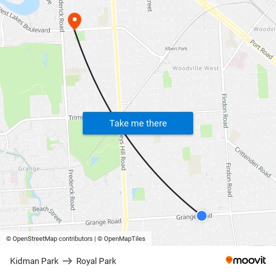 Kidman Park to Royal Park map