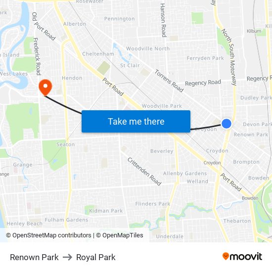 Renown Park to Royal Park map