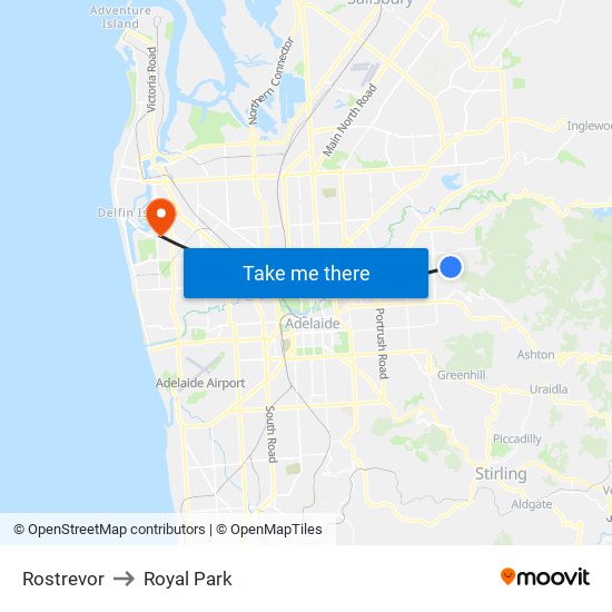 Rostrevor to Royal Park map