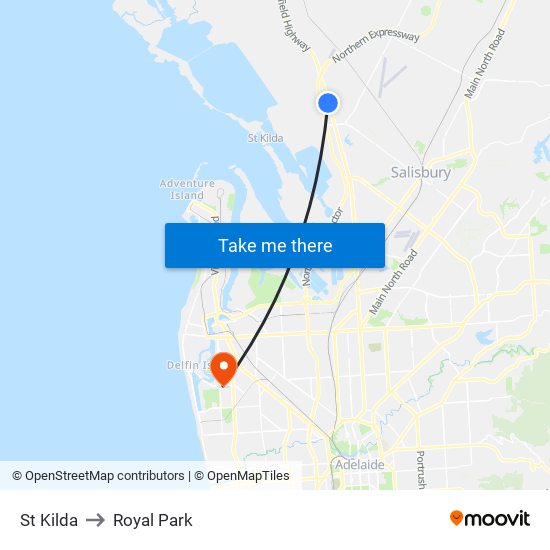 St Kilda to Royal Park map