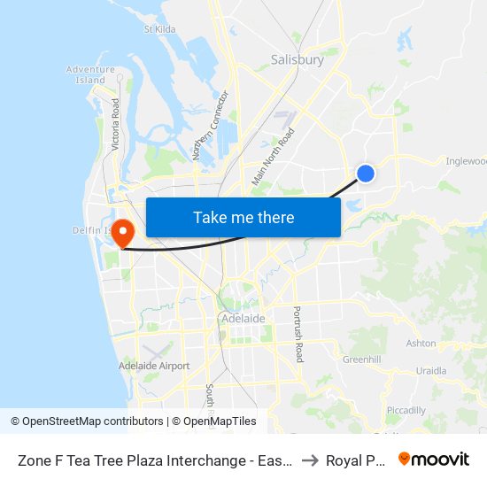 Zone F Tea Tree Plaza Interchange - East side to Royal Park map
