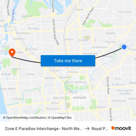 Zone E Paradise Interchange - North West side to Royal Park map