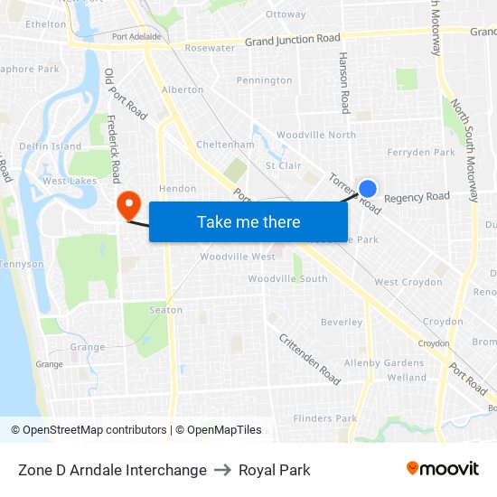 Zone D Arndale Interchange to Royal Park map