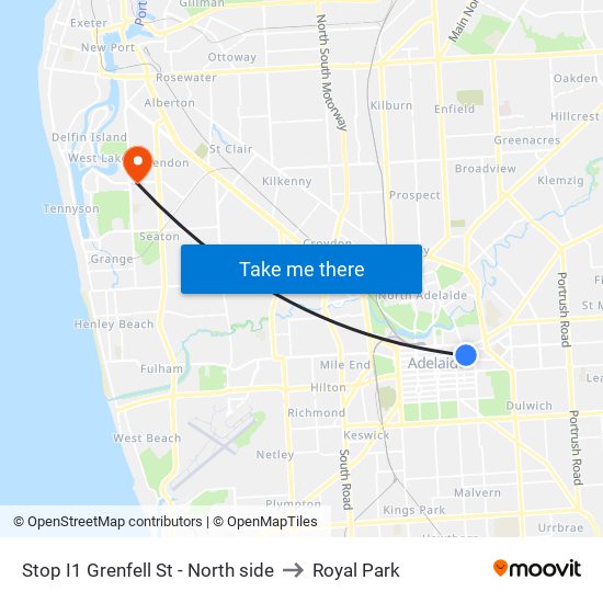 Stop I1 Grenfell St - North side to Royal Park map