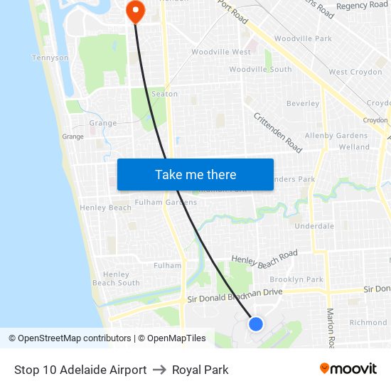 Stop 10 Adelaide Airport to Royal Park map