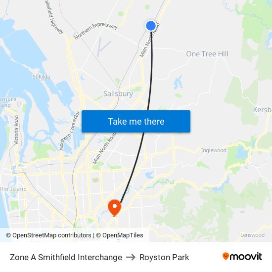 Zone A Smithfield Interchange to Royston Park map
