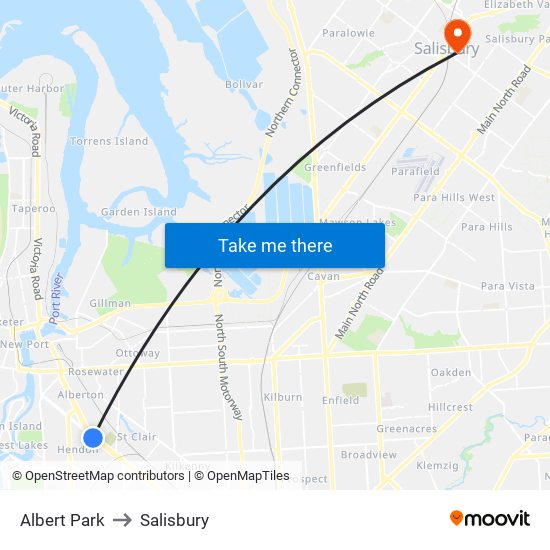 Albert Park to Salisbury map