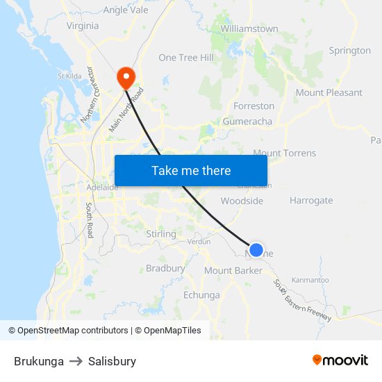 Brukunga to Salisbury map