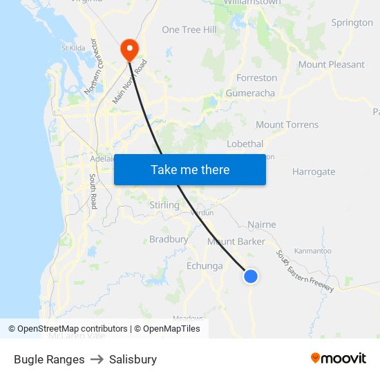 Bugle Ranges to Salisbury map