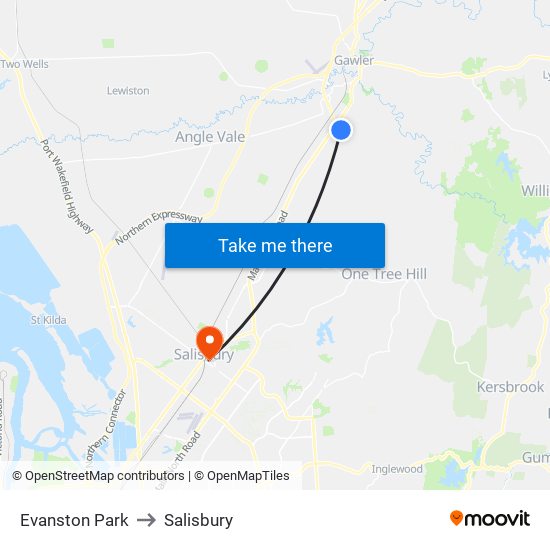 Evanston Park to Salisbury map