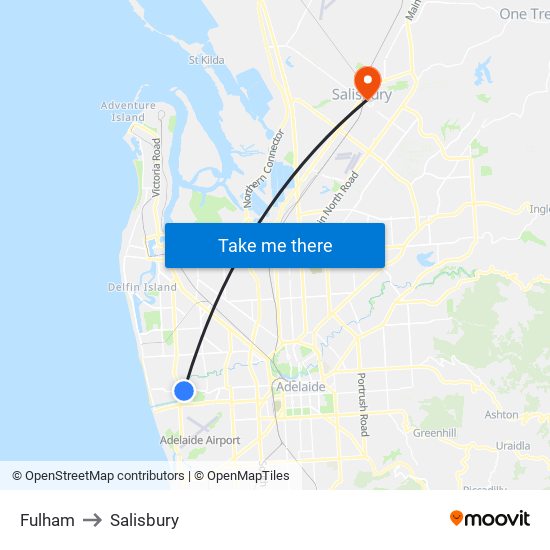 Fulham to Salisbury map