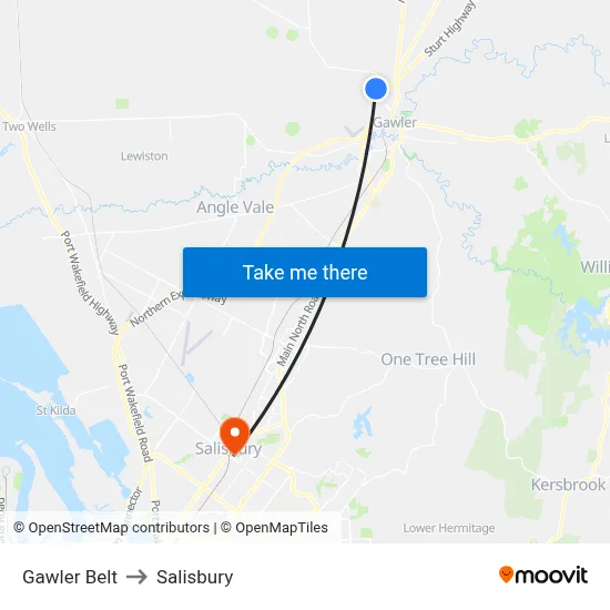 Gawler Belt to Salisbury map