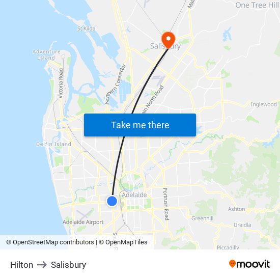 Hilton to Salisbury map