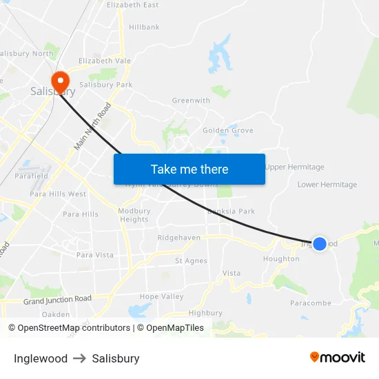 Inglewood to Salisbury map