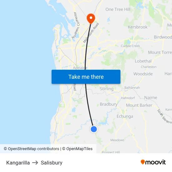 Kangarilla to Salisbury map
