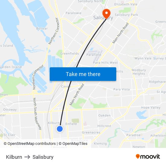 Kilburn to Salisbury map