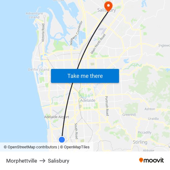 Morphettville to Salisbury map