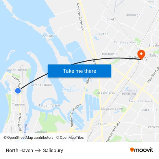 North Haven to Salisbury map