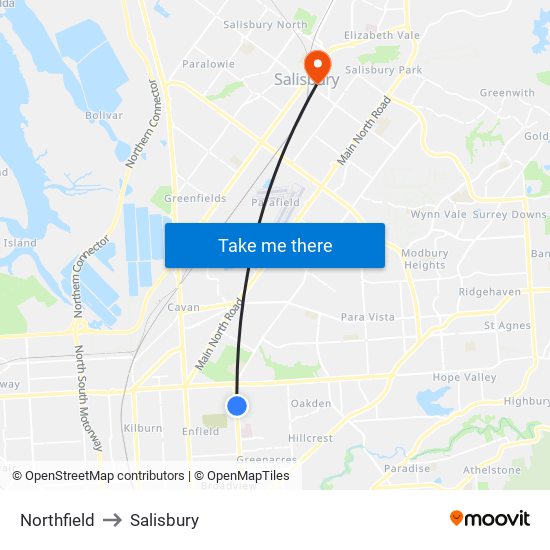 Northfield to Salisbury map