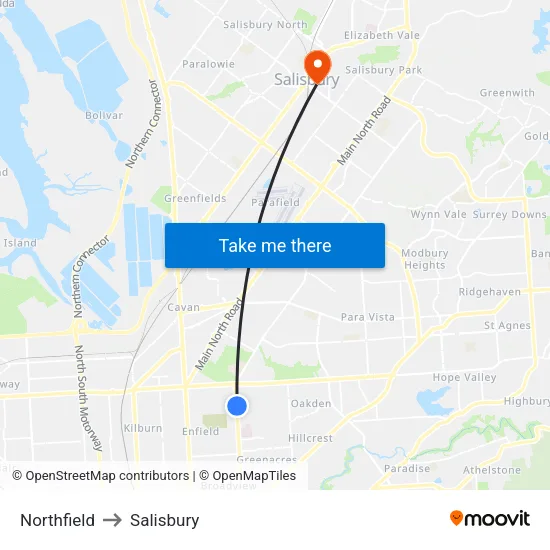Northfield to Salisbury map