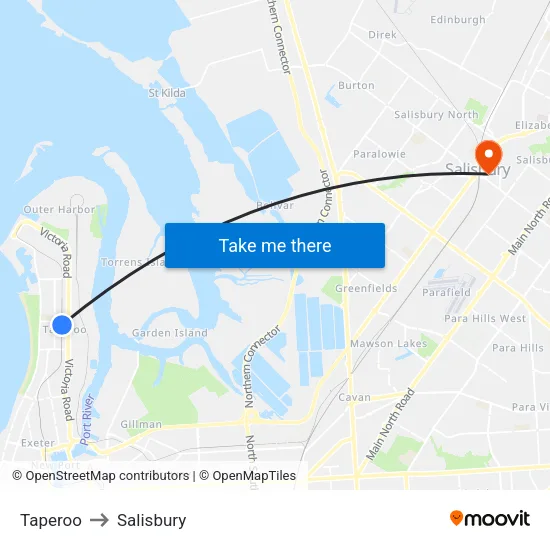 Taperoo to Salisbury map