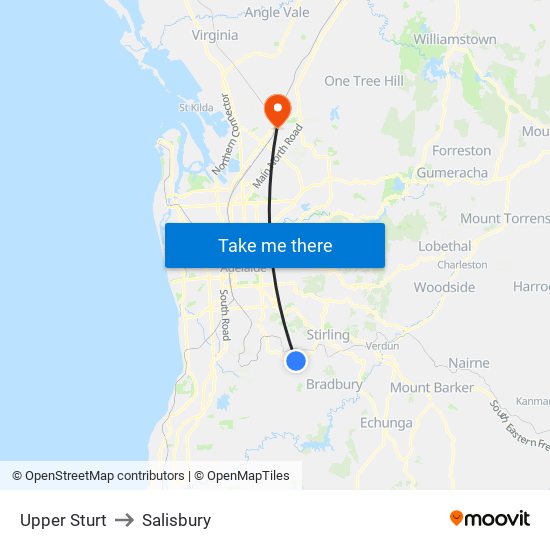 Upper Sturt to Salisbury map